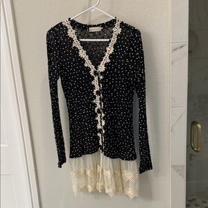 Altar'd State Black and White Lace Cardigan small